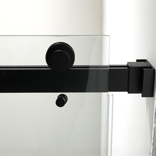 Adjustable 60 In. W X 58 In. H Frameless Glass Shower Door with Black Shower Kit Complete and Door Glass Sliding Door