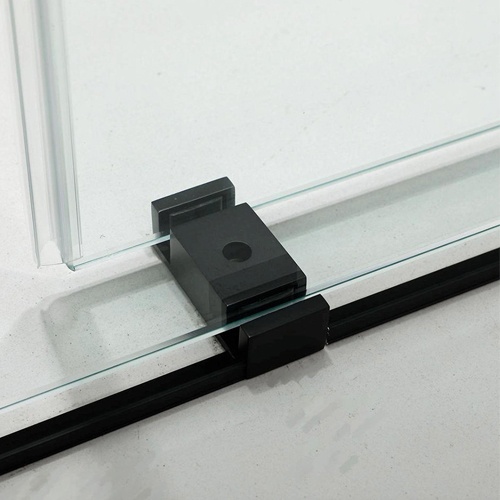 Adjustable 60 In. W X 58 In. H Frameless Glass Shower Door with Black Shower Kit Complete and Door Glass Sliding Door