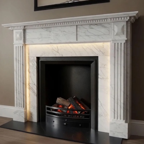Aurora White Marble Fireplace Mantel