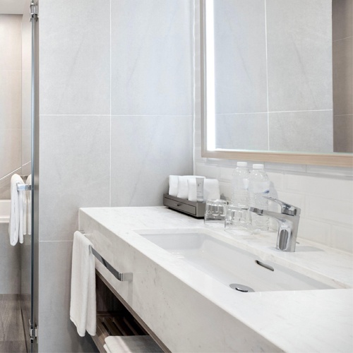 Bath Vanities with Stainless Steel Towel Bar