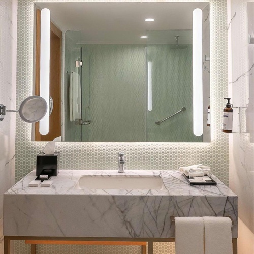 Bathroom marble vanities with lighting vanity mirror