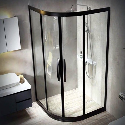 Bending glass corner shower enclsoure and door