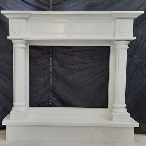 Bespoke fireplace mantel in marble bianco michelangelo