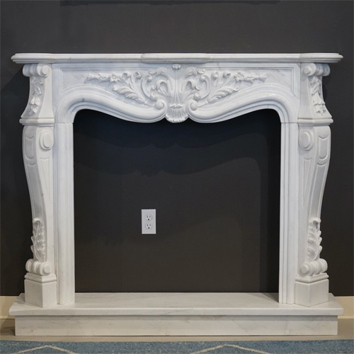 CARRARA WHITE MARBLE FIREPLACE