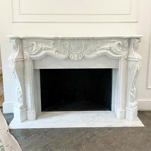Carrara White Marble Fireplace Mantel Traditional Style