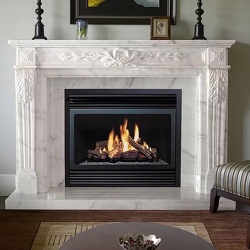 Carved marble fireplace mantel by Guangxi White marble