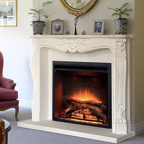 Carved marble fireplace mantel by Guangxi White marble
