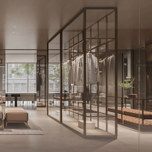 Contemporary glass wardrobe with LED lighting
