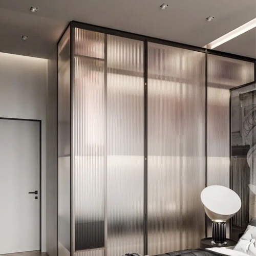 Contemporary glass wardrobe with LED lighting