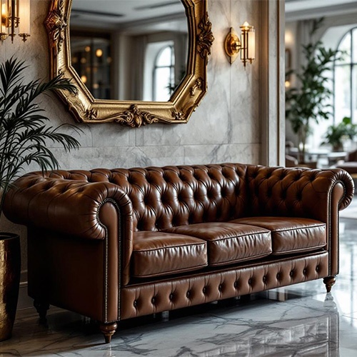 Custom Chesterfield Sofa for Hotel Lobby