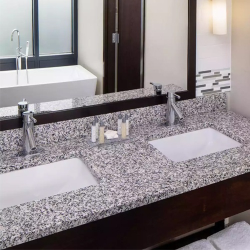 Double Sink Granite Bathroom Vanities and Ceramic Bowl