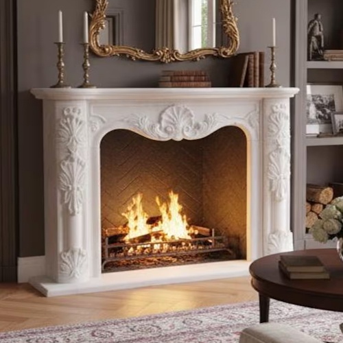 Etsy Luxury french style natural marble fireplace surround mantel