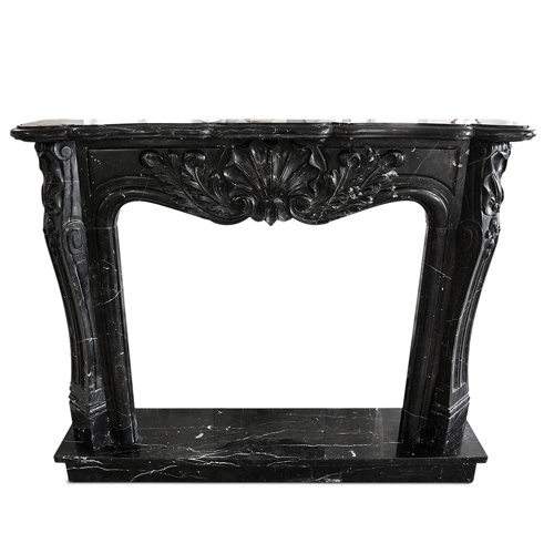 Fireplace with Decoration in Black Marble Marquinia L 150cm
