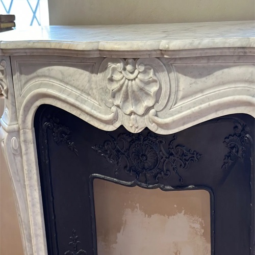 French Fireplace with Carrara White Marble