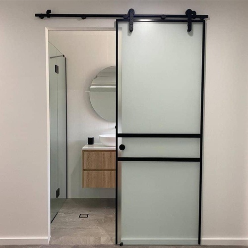 Frosted Glass Barn Door for Bathroom