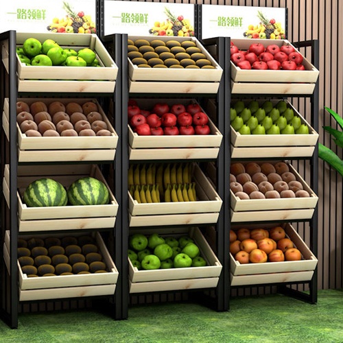 Fruit storage and display stand for supermarket
