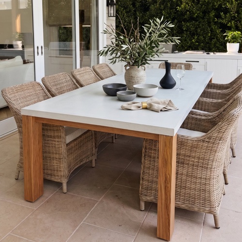 GRC Concrete Dining Table with Timber Oak Base