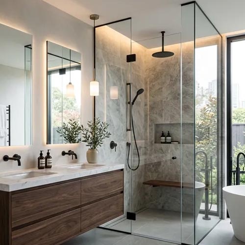 Grey Natural Stone Marble Shower Wall Tiles