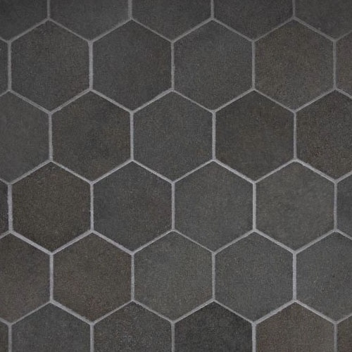 Hexagon Honey Deep Basalt Ultra Honed Basalt Mosaic Tile