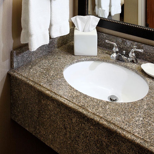Hotel Bathroom Sink Vanity Base and Granite Countertop