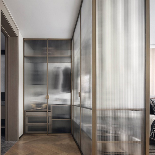 Interior funiture storage shelf and closet by fluted glass door