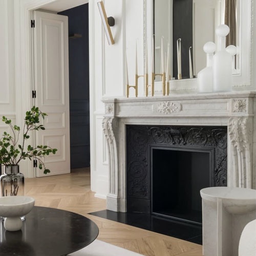 Louis XVI marble fireplace mantel