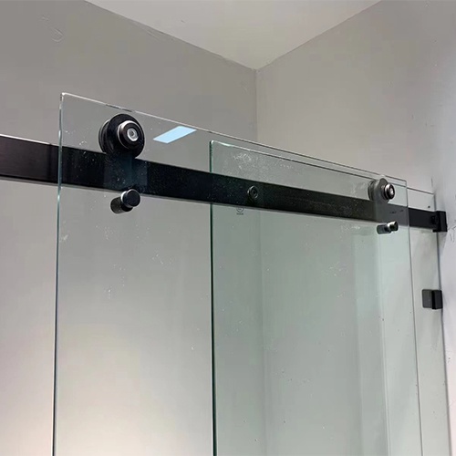 Matte Black Semiframeless Gliding Glass Shower Enclosure