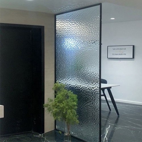 Modern Minimalist Custom Water Ripple Embossed Art Tempered Glass for Entrance Hall Bathroom and Living Room Partition