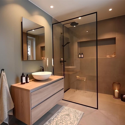 Modern design glass and mirror for bathroom
