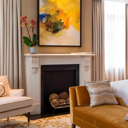 Natural white marble fireplace decorative mantel for JW Marriott Guestroom