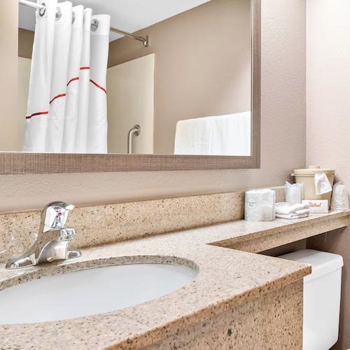 Red Roof Inn Bath Vanities by Granite Golden Yellow