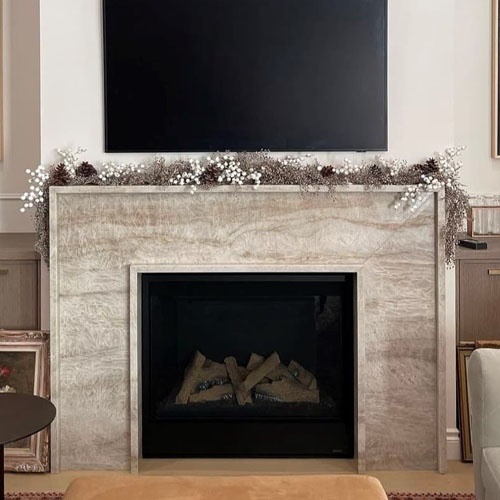 Taj Mahal Quartzite Fireplace Surround