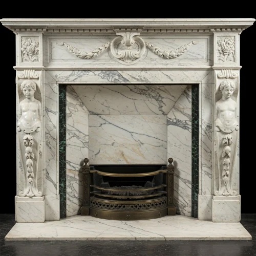 Vitorian style marble fireplace mantel with cast iron insert