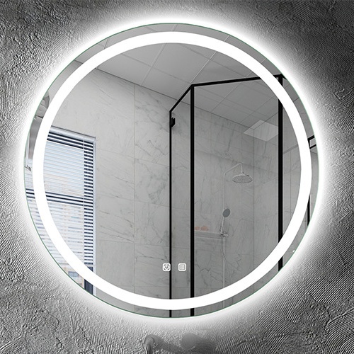Waterproof round backlit smart LED mirror with light