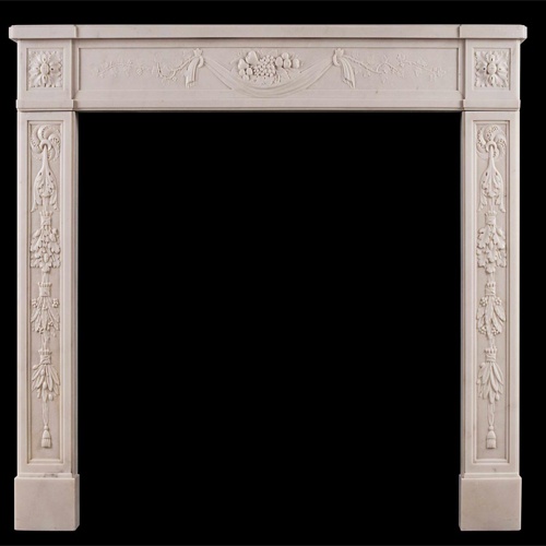 White Statuary Marble Louis XVI Fireplace