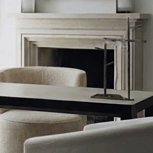 White marble fireplace mantel for office