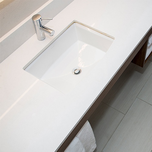 White quartz bathroom vanity top
