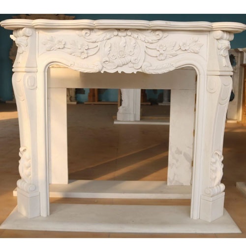 baroque marble fireplace surround white