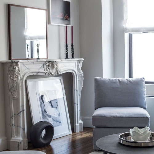 carved marble Louis XV fireplace mantel