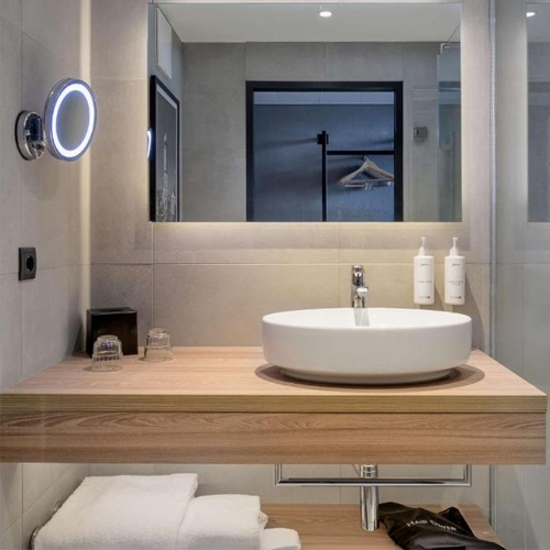 floating marine grade plywood vanity with ceramic basin