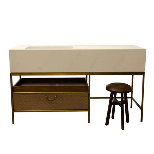 free standing vanity base with stone top