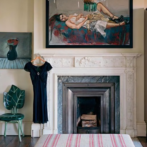 green marble on this fireplace