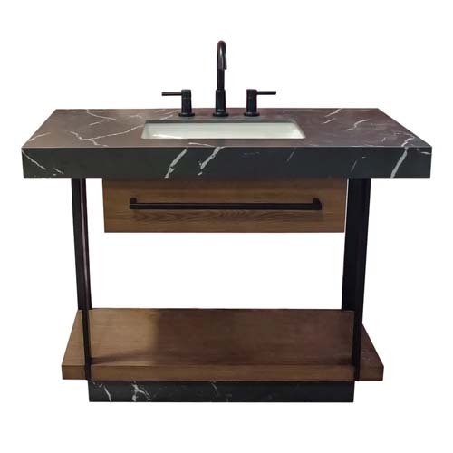 hotel bathroom vanity with towel bar