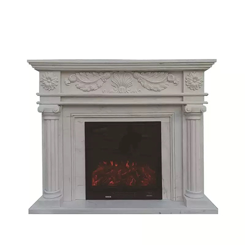English George style white and black marble fireplace mantel