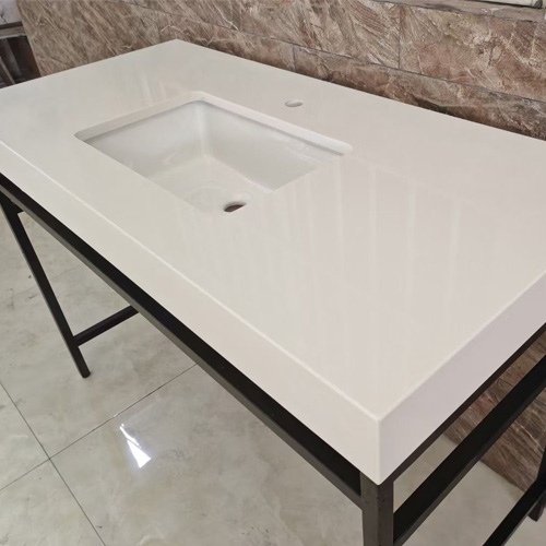 White Engineered Quartz Countertop Production Complete