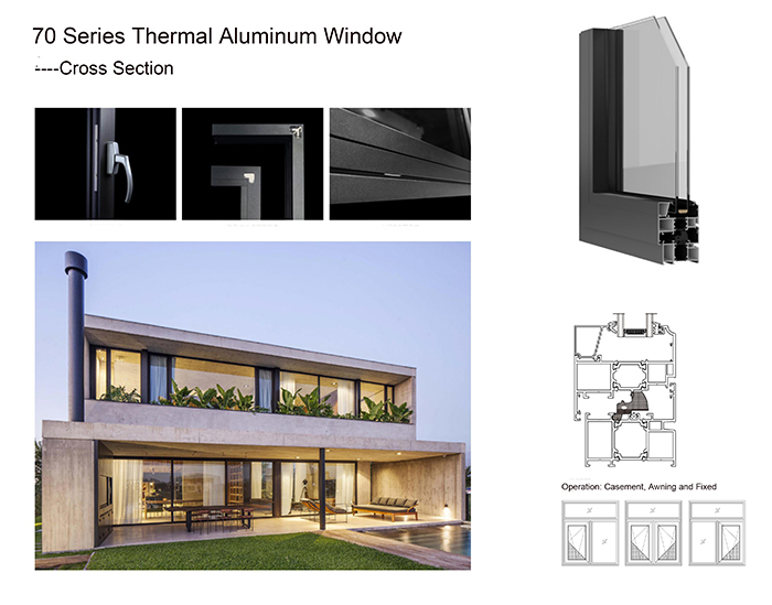 70 series thermal aluminum window