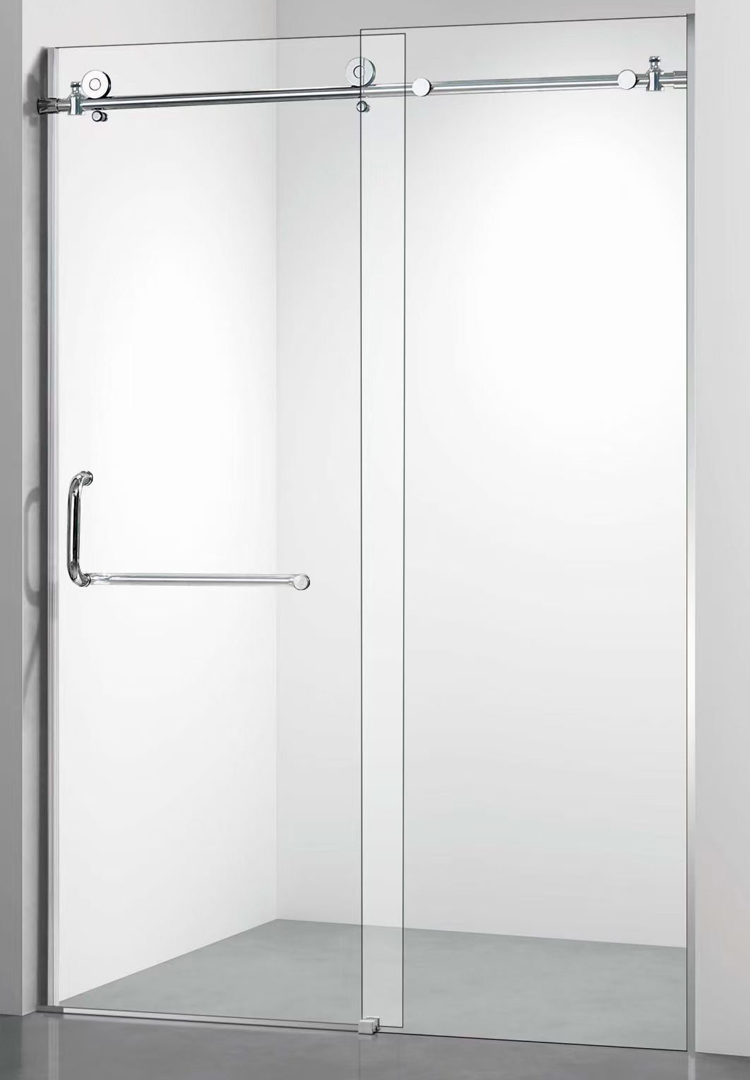 hotel style glass shower door and enclosure
