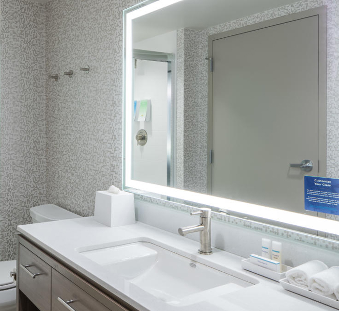 LED backlit mirror in home 2 suites