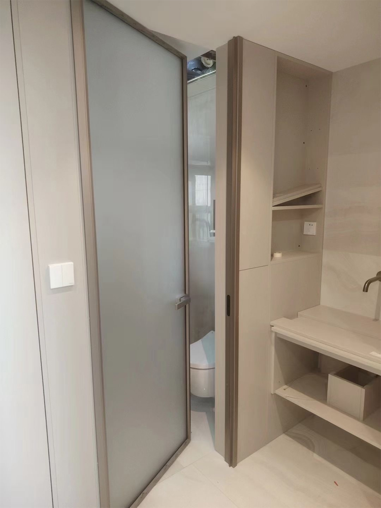 bathroom swing frosted glass door
