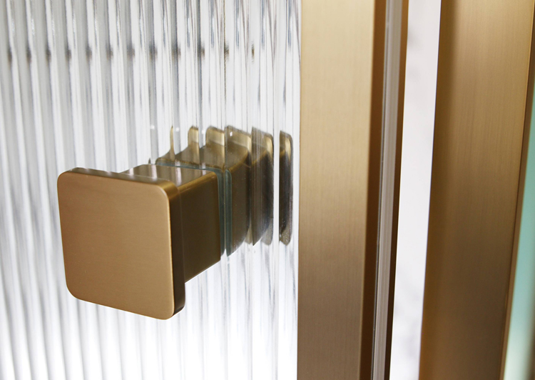 reed glass door and metal knob